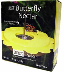 BirdsChoice Butterfly Nectar box, attracting butterflies by providing essential nutrients. Makes two quarts of nectar, easy to mix with water.