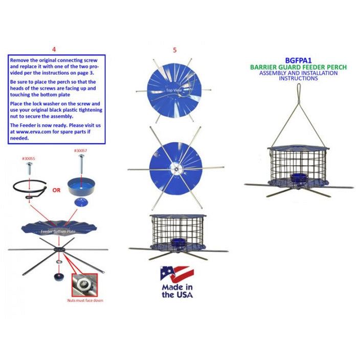 Erva Tool Barrier Guard Feeder Perch Accessory with six metal perching areas, designed to attach to baffled caged feeders for easy bird access and predator protection.