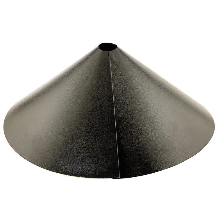 Black metal cone baffle on a white background