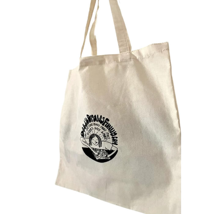 I'm A Bird Nerd 100% Organic Cotton Tote Bag featuring a large front graphic and artist logo, perfect for birding, shopping, or everyday use.