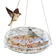 UFO Bird Feeder with a sparrow flying nearby, designed for easy refills and less mess. Birds enter from the top for birdwatching.