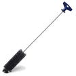 Feeder Brush with a blue handle, round black bristles. Ideal for cleaning tube feeders without scratching. Features a built-in hanging loop. Measures 24 inches long.