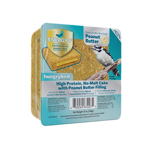 Energy+ Suet Cakes with Peanut Butter Filling, set of 12, featuring high-protein, no-melt suet, designed to energize backyard birds with essential nutrients.
