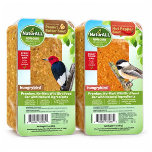 Hungrybird NaturALL Peanut Butter and Hot Pepper suet bars, two 17 oz packages.
