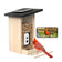 Birdfy Feeder Ebony - Wooden Smart Bird Feeder with solar panel and camera, featuring a cardinal on perches and live feed displayed on a smartphone.