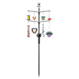 Birdfy Birdfeeder Pole Pro with Camera featuring multi-arm design for feeders, plant, and chime, includes solar-powered camera and squirrel baffle, enhancing garden birdwatching.