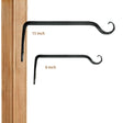 Upturn Straight Hanger: A pair of black, upturned, angled metal hooks, ideal for hanging bird feeders, plants, or chimes. Available in 6-inch and 15-inch sizes.