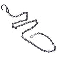 33 Hanging Chain, Black, featuring a durable zinc-plated metal chain with an S-hook and end clip for adjustable length. Ideal for hanging feeders.