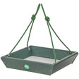 Birds Choice Hanging Tray Bird Feeder with green ropes and an open feeding tray for easy bird watching. Holds 2 lbs. of seed.