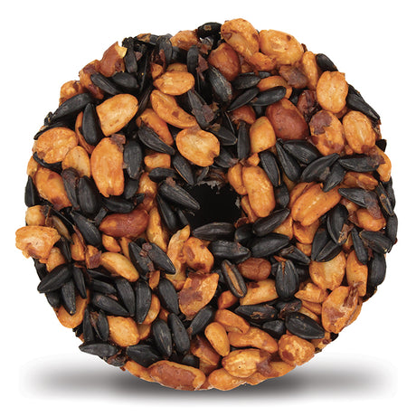 Close-up of Hot Red Pepper Snak™ Stak'em, Set of 4, featuring a donut-shaped seed cake with peanuts, sunflower seeds, and dried fruit.