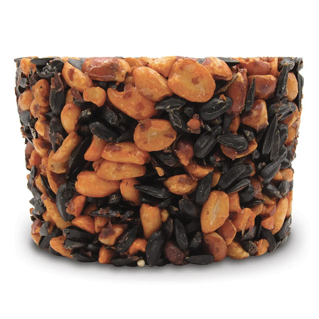 Hot Red Pepper Snak™ Stak'em, Set of 4: Cylindrical bird-seed cake with shelled peanuts and black-oil sunflower seeds, designed to deter squirrels and attract birds.