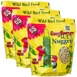 Sunflower Suet Nuggets, Set of 3, in resealable bags featuring bird cartoons, perfect for attracting various birds with no-mess, high-energy ingredients.