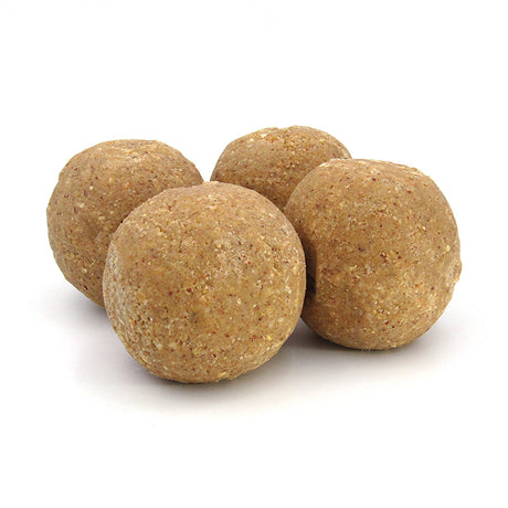 Peanut Delight Dough Balls, 4 pack: close-up of four round brown suet balls, perfect for attracting various birds.