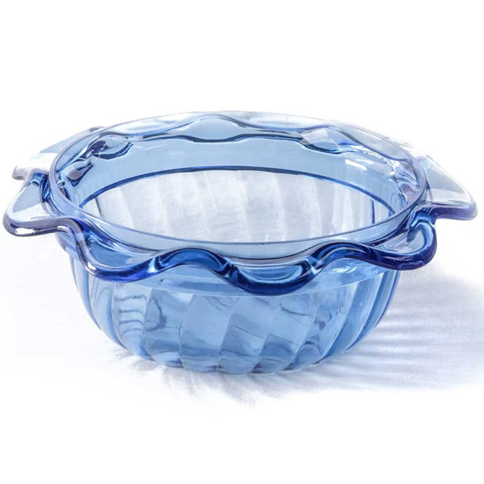 Bluebird Feeder Replacement Cup: blue glass bowl with scalloped edge, leakproof and easy to clean, perfect for mealworms, seeds, and other bird food.