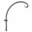 Hookery 16 Downturn Curved Hanger with Forged Curl, black metal, wall-mounted, supports up to 10 lbs, ideal for hanging chimes, feeders, or baths.