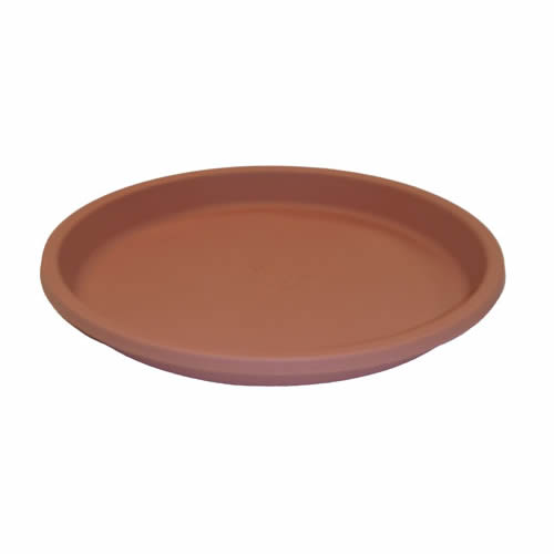 14 Replacement Non-Heated Dish for birdbaths, shown as a round brown ceramic plate, suitable for converting heated birdbaths to summer use.