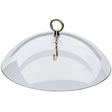 Clear Weather Dome with brass hanger and hook, designed to shield nectar feeders from rain and snow, featuring a sturdy, see-through plastic cover for easy bird viewing.