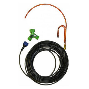 Universal Dripper for birdbath; includes a coil of black wire, green and blue tube, and a green plastic connector.