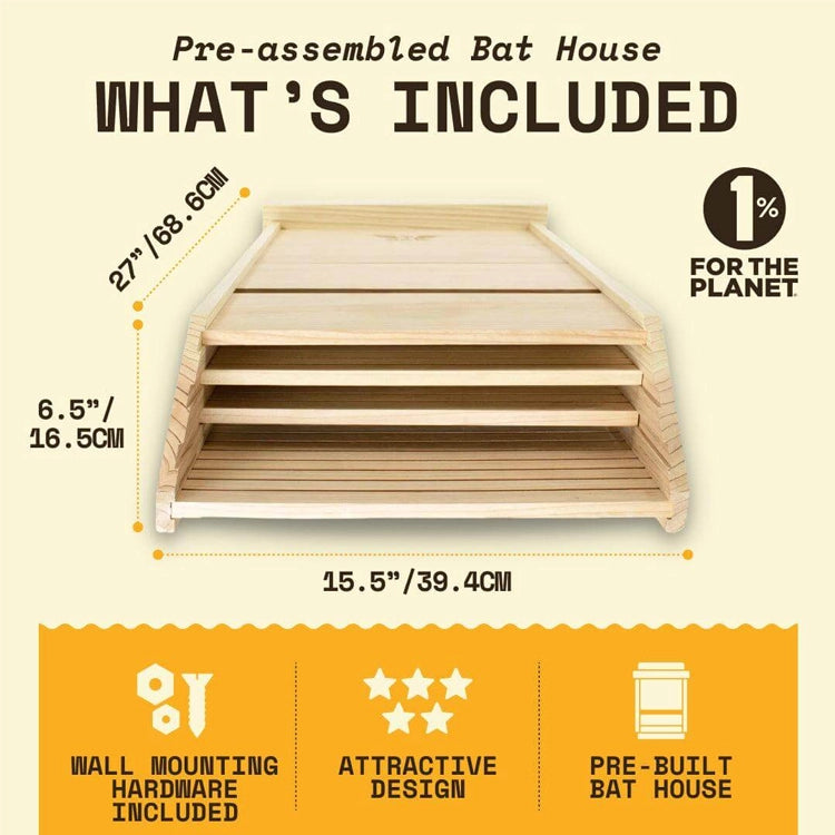 Bat house detail sheet with measurements and construction details. 