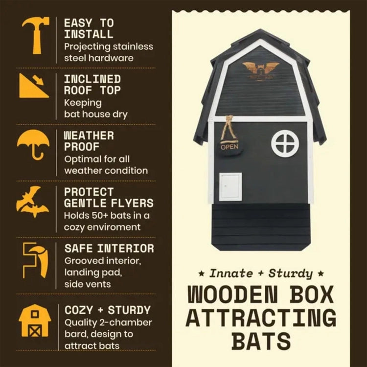 Cedar Two-Chamber Bat House, Black