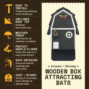 Cedar Two-Chamber Bat House, Black