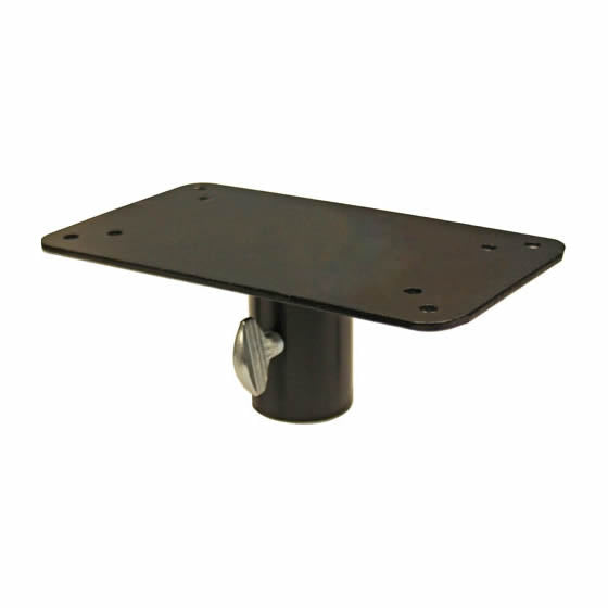 Flat Mounting Plate with a silver handle, designed for secure pole-mounting of bird feeders or houses, featuring a thumbscrew and zinc-plated screws.