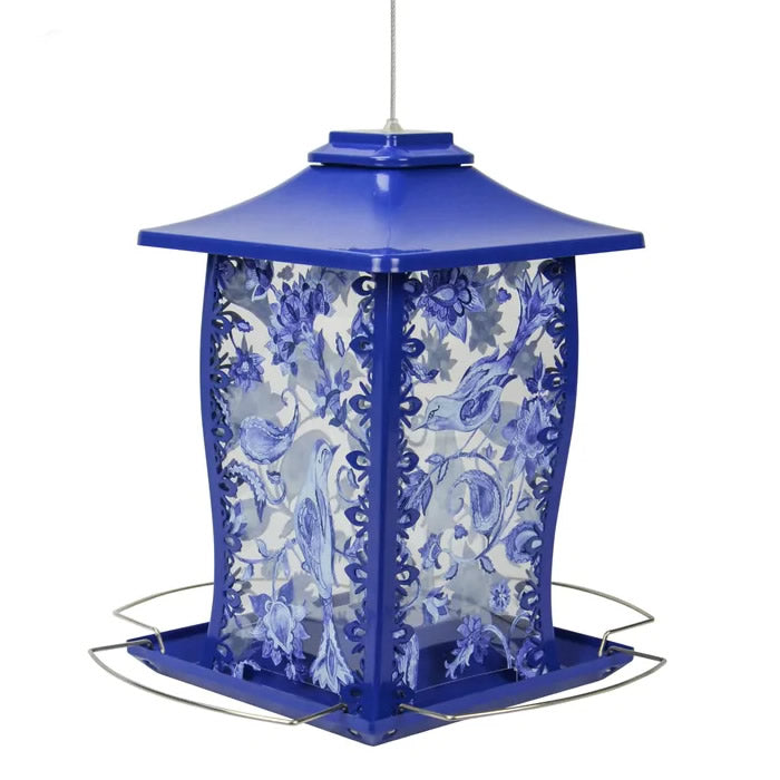 Nature's Way Paisley Sky Gazebo Metal Bird Feeder with extended perches, built-in seed diverter, and drainage holes for fresh seeds. Holds 4 lbs.