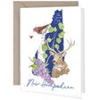 NH State Symbols Greeting Card featuring an illustration of a bird and a deer. Blank inside, includes an envelope, and measures 4-1/4 x 5-1/2 inches.