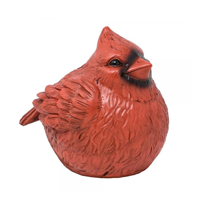 Stocky Cardinal Kritter Key Holder featuring a smiling cardinal statue with a magnetic panel at the bottom for hiding keys, crafted from outdoor-safe polyresin.