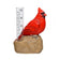 Cardinal Rain Gauge on a rock with a thermometer, featuring bold numbers, measures 5 inches of rainfall, and is easy to clean and empty.
