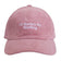 Pink I'd Rather Be Birding Corduroy Hat featuring a curved bill, unstructured crown, embroidered text, and adjustable strap for a relaxed, casual look.