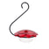 Hummingbird Single Cup feeder with red lid and clear dish, featuring a decorative flower-shaped gem and black metal holder.