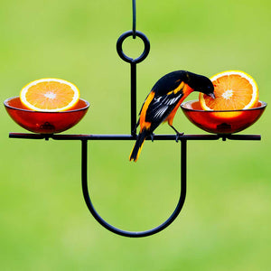 Mosaic Birds Side by Side Poppy Feeder, Orange