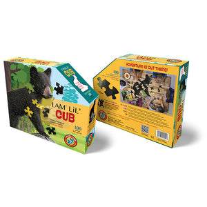 I Am Lil' Cub 100 pc. Puzzle featuring a bear image on the box, includes educational Fun Facts booklet and poster.