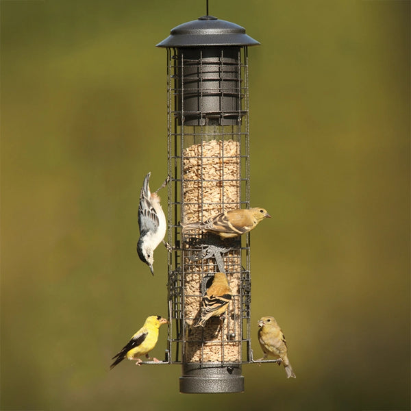 Antique Pewter Squirrel-Resistant Tube Bird Feeder | Duncraft