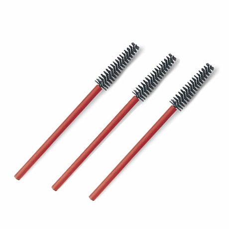 Best-1 Port Brush, Set of 3, shown in a close-up, highlighting the slim, flexible bristles and red handles designed for cleaning hummingbird feeder ports.