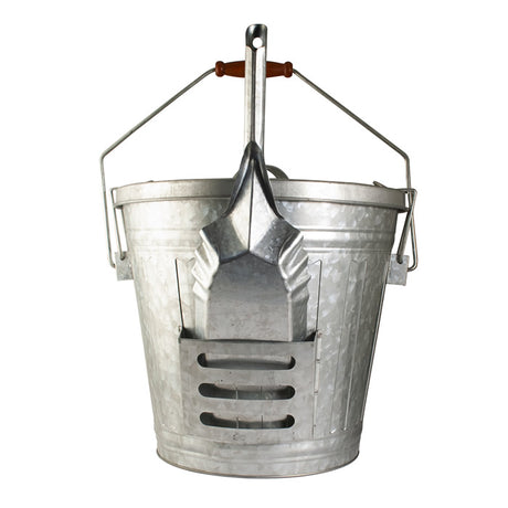 Wild Bird Seed Storage Bucket with Seed Scoop, featuring a metal bucket with a handle and a double-locking lid, labeled “Wild Bird Mix.”