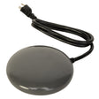 70 Watt Bird Bath De-icer with 3' Cord, shown as a grey circular object with a black cord, ideal for keeping birdbaths ice-free in winter.