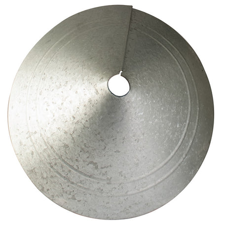 Rustic Farmhouse Galvanized Squirrel Resistant Baffle: Circular metal baffle with a central hole, designed to fit around bird feeding poles, preventing squirrels from climbing.