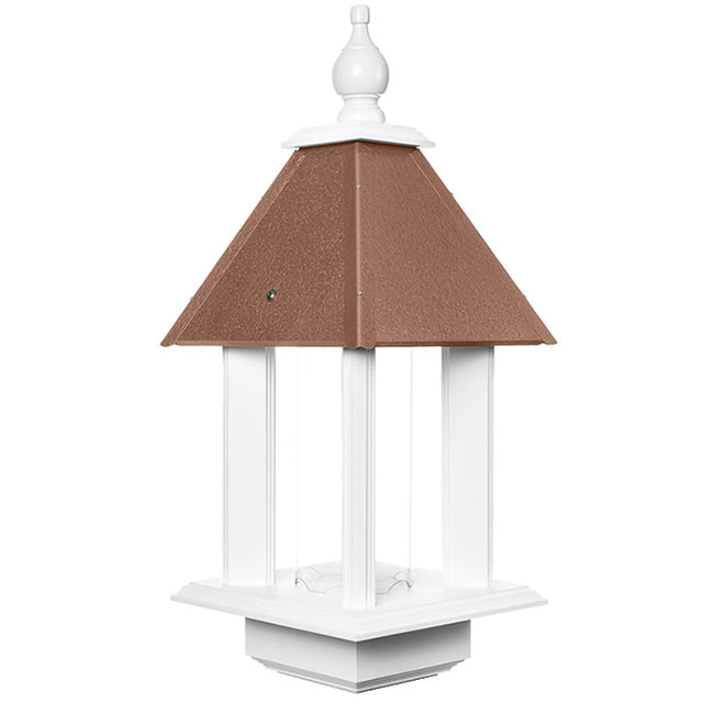 Pavilion Feeder, Hammered Copper (40% OFF) with a finial-topped copper roof, clear feeder tube, and PVC platform, designed for easy filling and attracting songbirds.