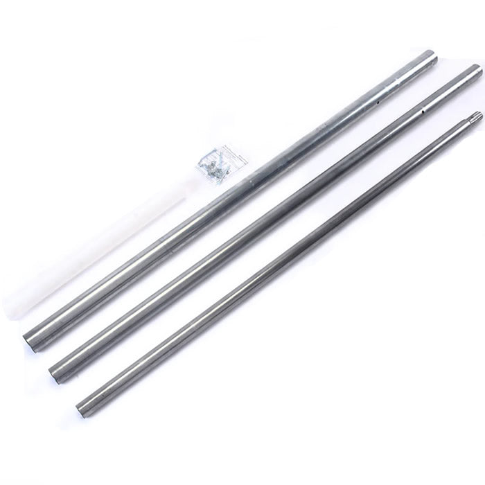 Coates Heavy Duty Telescoping Pole made of galvanized steel, shown in disassembled form with multiple metal rods and mounting hardware.