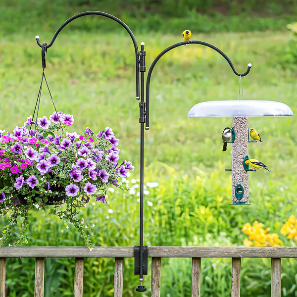 hanging plant pole for deck Erva RB2DCL Platinum Cap Two Arm Clamp-On Deck Hanger