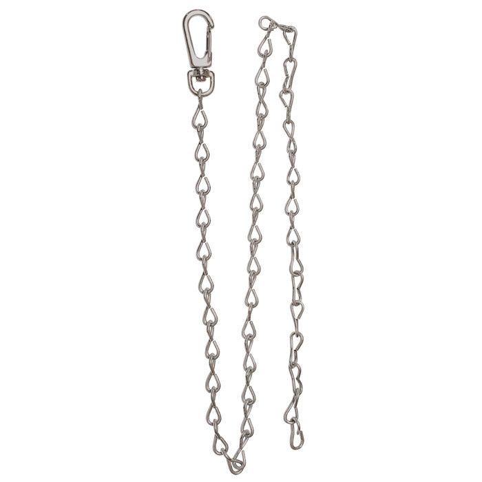 Universal Utility Hanger: A 23-inch silver chain with a snap hook, designed for securely hanging bird feeders or houses, supporting up to 20 lbs.