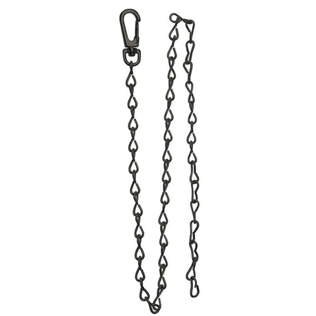 Universal Utility Hanger: A metal chain with a heart-shaped clasp designed for securely hanging bird feeders or houses, featuring a snap-shut mechanism for firm attachment.