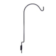 Screw-on Fence and Deck Hanger, a robust black metal hook with a handle, designed for secure feeder placement and easy installation on decks or posts.