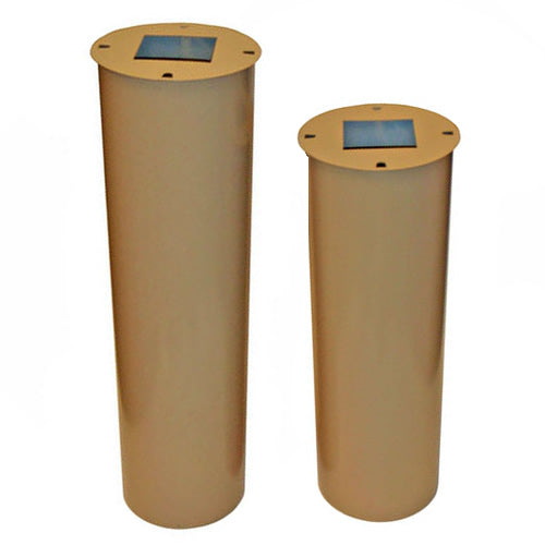 4 x 4 Raccoon & Squirrel Baffle, Tan: Cylindrical, durable galvanized steel baffle to protect birdhouses, fits standard 4 x 4 posts, available in 23 or 28 lengths.