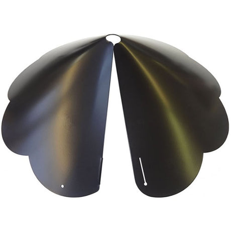 Extra Large Baffle, Black, corrosion-resistant, scalloped-edge metal cone designed to prevent squirrels from accessing bird feeders. Fits various pole diameters, includes support collar.