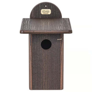 Birds Choice Bluebird House, Brazilian Walnut, featuring a tapered face with a 1-1/2 inch entrance hole and front door panel for easy cleaning.