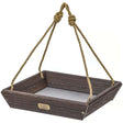 Birds Choice Hanging Tray Bird Feeder, Brazilian Walnut, with a durable rope, stainless steel screen, and large tray for 2 lbs. of seed.