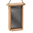 Birds Choice Spruce Creek Tall Finch Feeder, featuring a wooden box with a black wire mesh, holds 2 lbs. of seed and is made from recycled plastic.